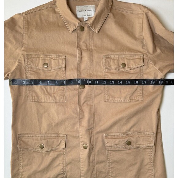 Lucky Brand Field Jacket Medium Khaki Snap Button Utility Lightweight Coat - Picture 7 of 13